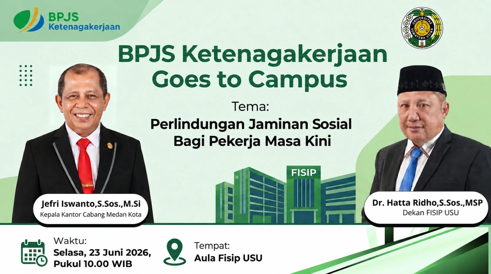 BPJS Ketenagakerjaan Goes to Campus di FISIP USU, Tingkatkan Literasi Jaminan Sosial sebagai Bekal Memasuki Dunia Kerja